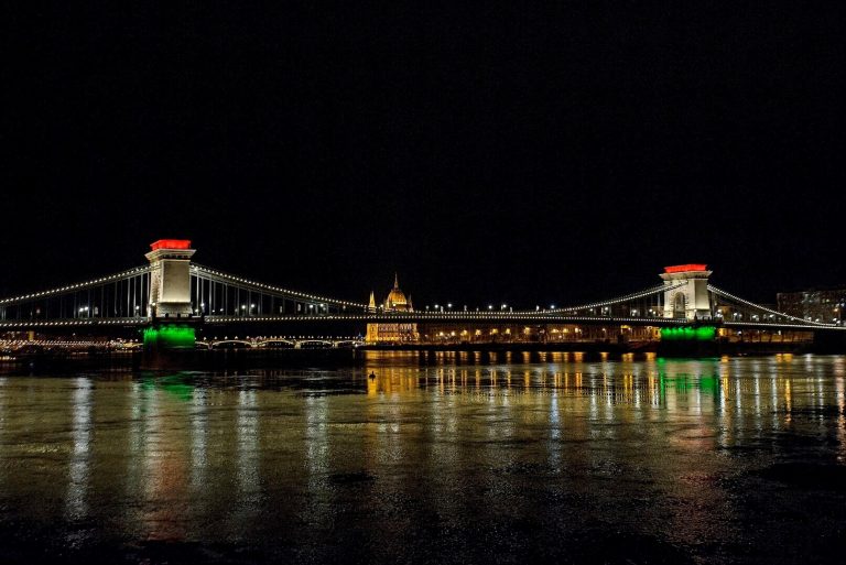 Videón, ahogy a Lánchídba kapaszkodó férfi beugrik a Dunába