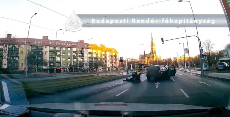 Rendőri autós üldözés Budapesten: csattanás lett a vége, majd kattant a bilincs (videó)