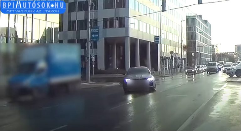 Kínos jelenet a Váci úton: driftelve fordult ki a rendőrök elé a BMW-vel (videó)