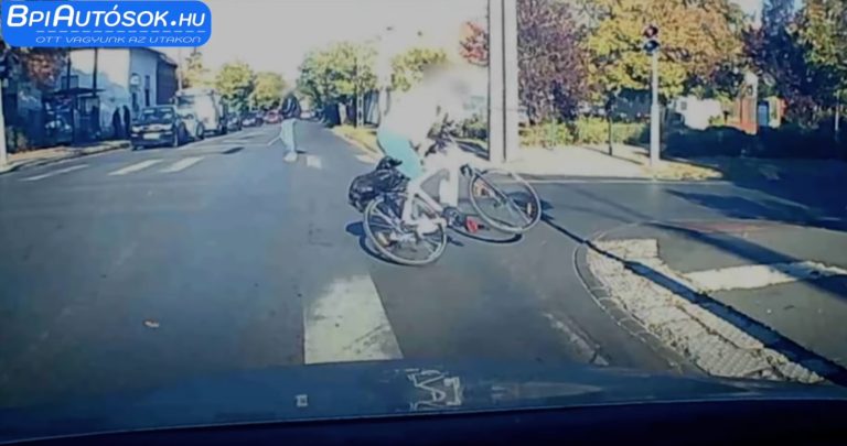 Videóra vették, ahogyan egy kerékpáros nekihajt egy Volvónak Budapesten