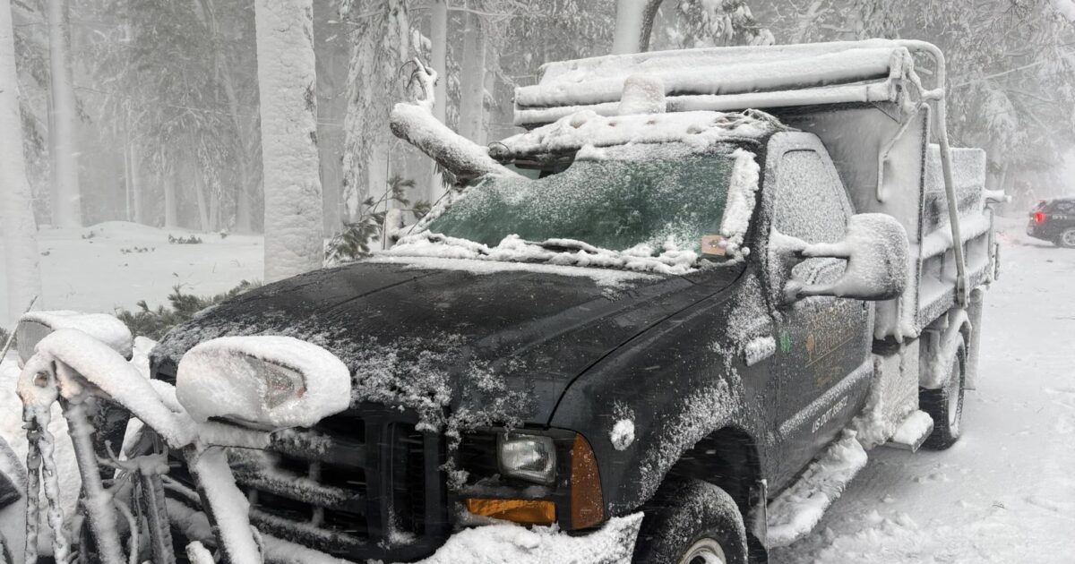 Centiken múlt a tragédia – faág fúródott a hókotró vezetőfülkéjébe Kép